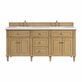 James Martin Vanities 72'' Double Vanity, Light Natural Oak w/ 3 CM White Zeus Quartz Top 424-V72-LNO-3WZ